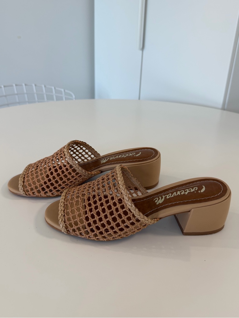 L’intervalle Woven Tan Slide Sandals - Women's Block Heel